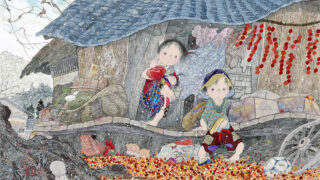 真作保証中島潔「風のかなた」手摺木版画 直筆サイン 京都版画